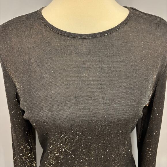 Black and gold semi-sheer sparkle top, Size M - Picture 4 of 8